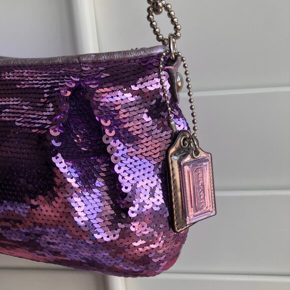 Lilac Coach Poppy Sequin Chain Limited Edition Demi Bag NWT - Picture 3 of 8